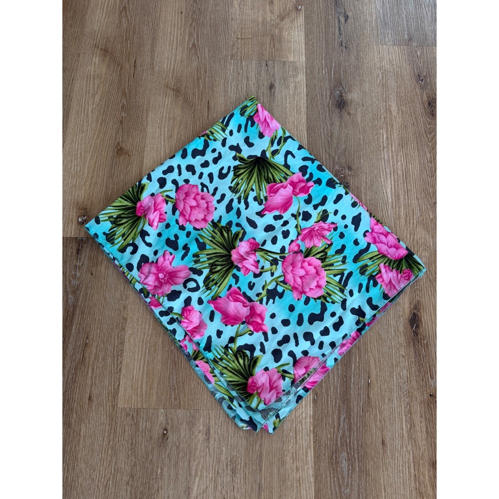 Sarong Wrap Women OS Turquoise Pink Floral Leopard Tropical Beach Cover Vacation